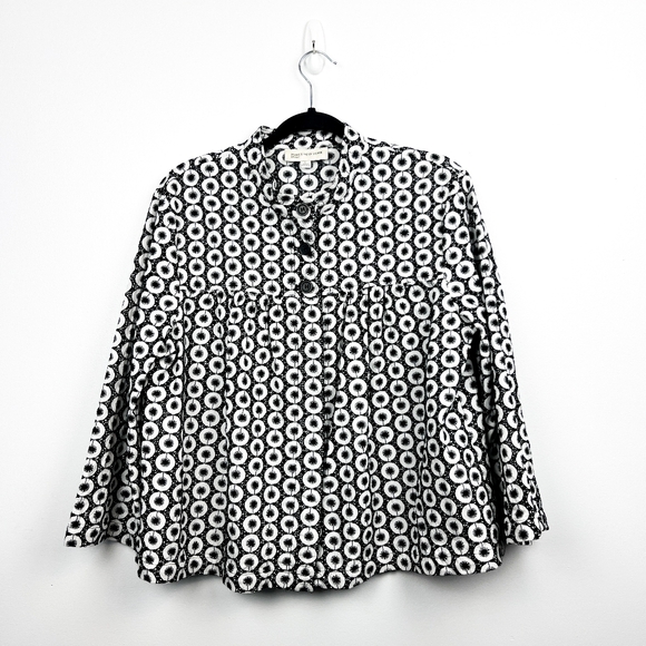 Jones New York Long Sleeve Button-Up Light Jacket, Black & White - Picture 2 of 11
